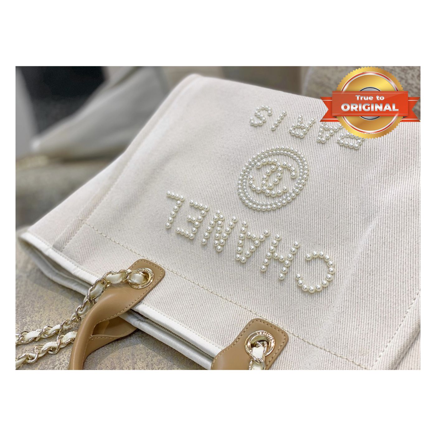 [True-to-ORIGINAL] Chanel Large Deauville Pearl Tote Bag White For Women 15in/38cm